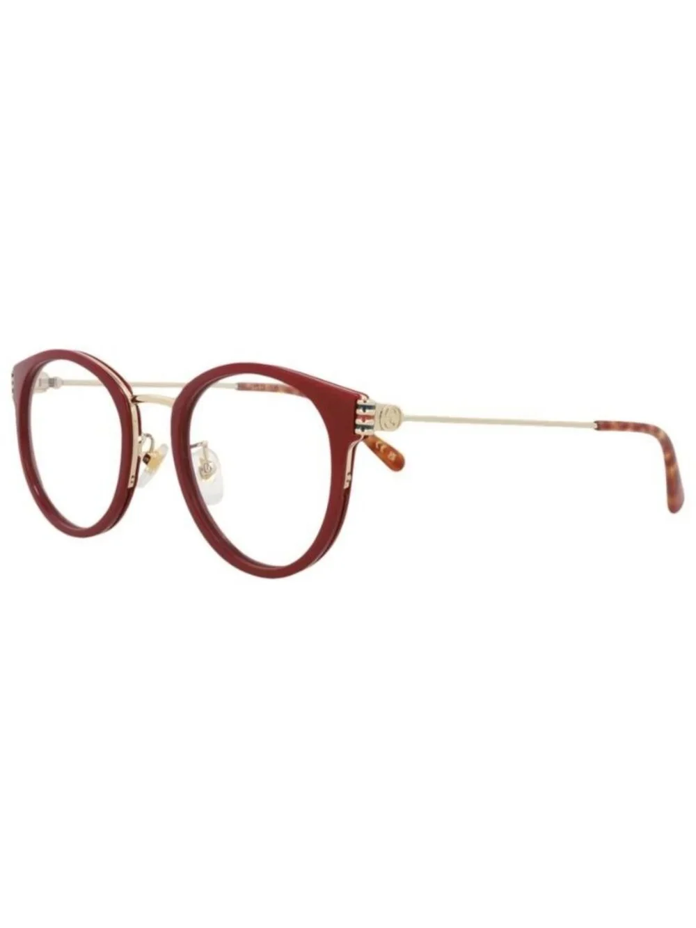 New Gucci Womens Round/Oval Burgundy Gold Transparent Fashion Designer Eyeglasse